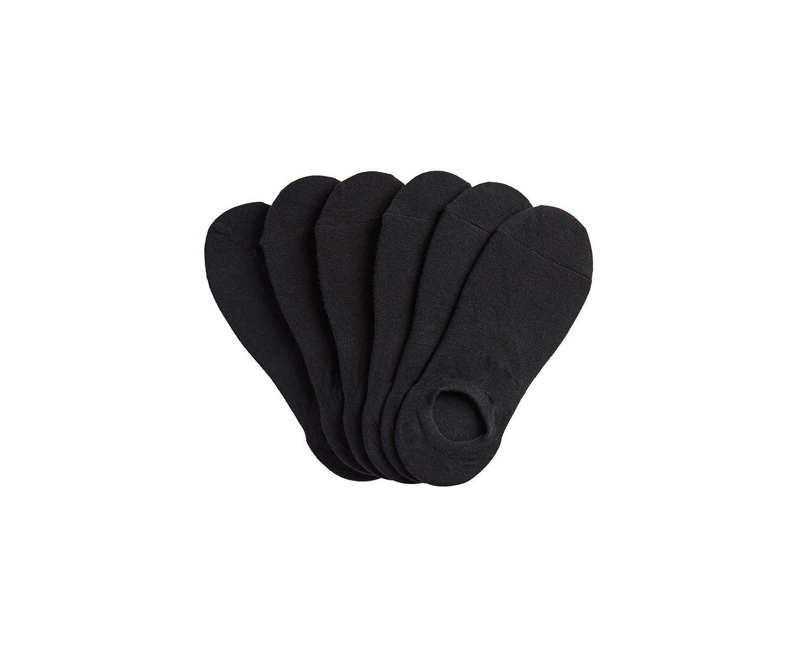 6 Pk High Cut Liner Socks Black