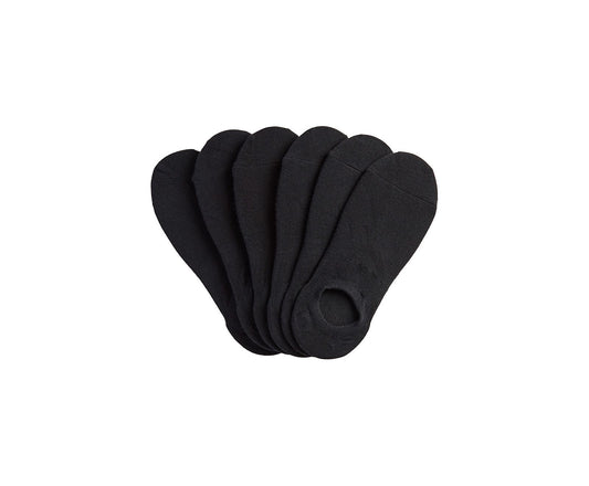 6 Pk High Cut Liner Socks Black