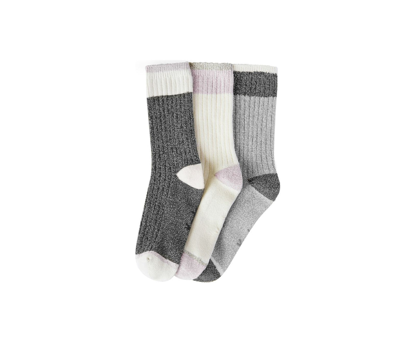 3 Pk Crew Boot Socks Grey Asst