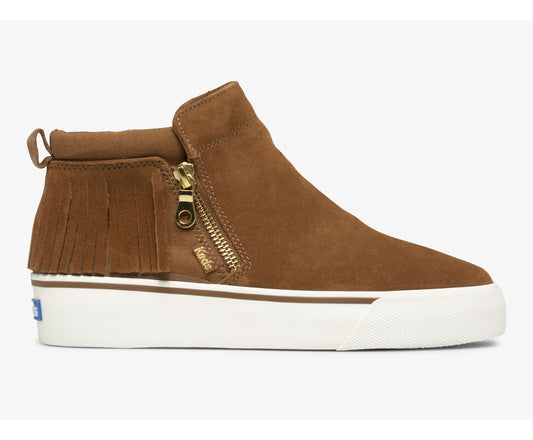Cooper Zip Fringe Suede Brown