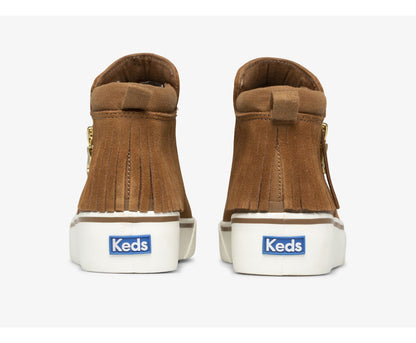 Cooper Zip Fringe Suede Brown