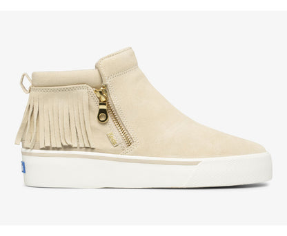 Cooper Zip Fringe Suede Sand