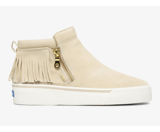 Cooper Zip Fringe Suede Sand