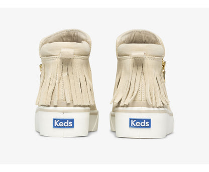 Cooper Zip Fringe Suede Sand