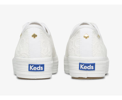 x ksny Triple Kick Floral Eyelet Pearls White