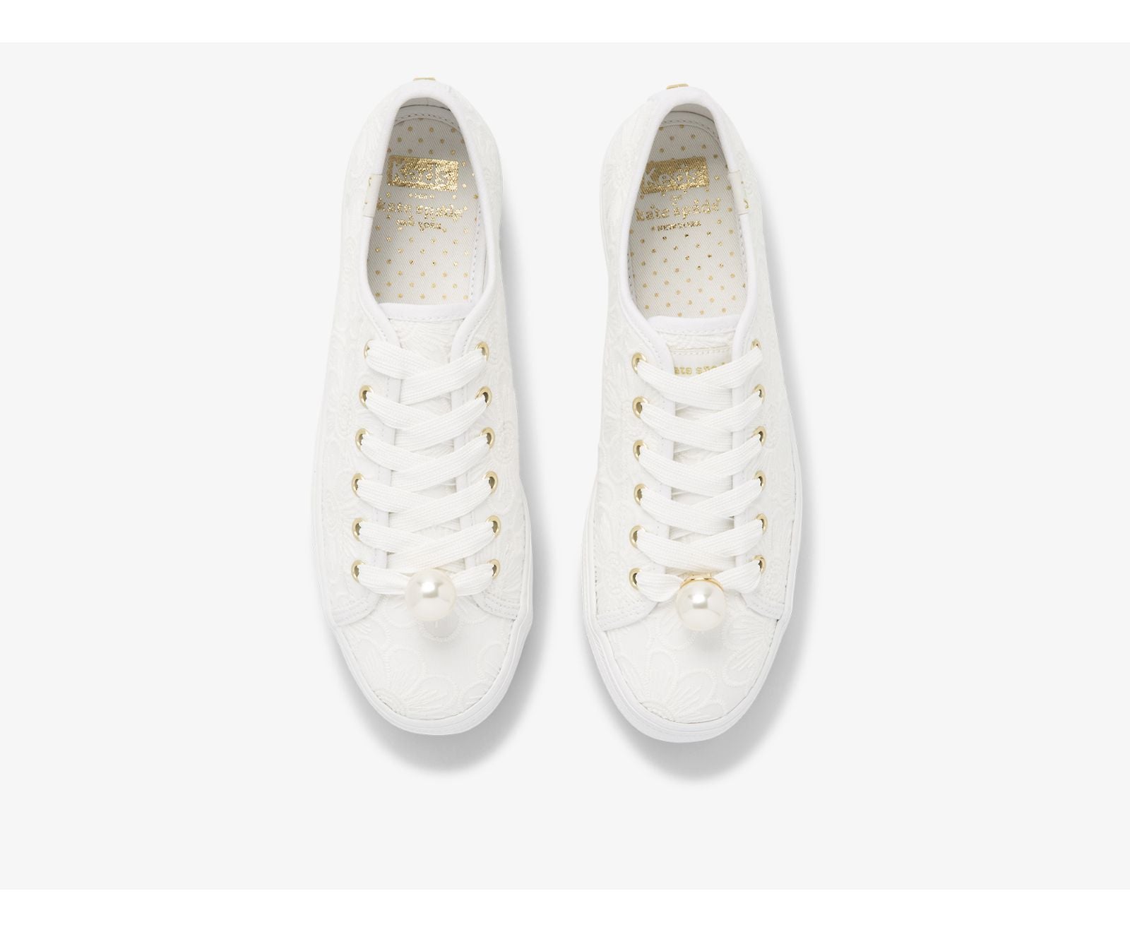 x ksny Triple Kick Floral Eyelet Pearls White